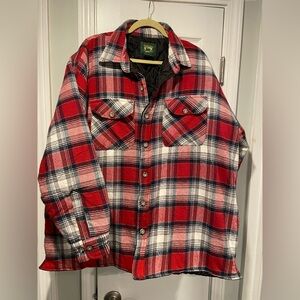 Stillwater Supply Co Size 2XL Insulated Red Plaid Cotton Flannel Button Shacket